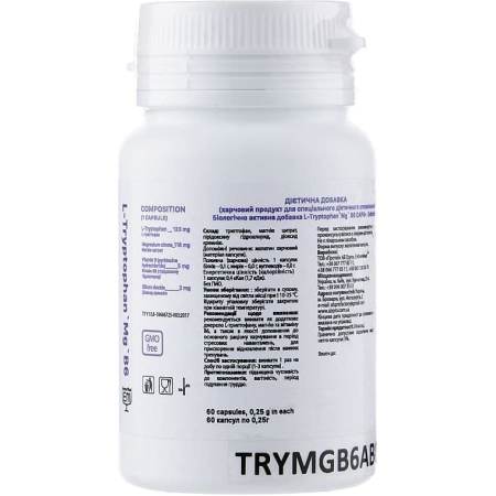 L-триптофан, Магній, Вітамін B6, L-Tryptophan Mg B6, AB PRO Nutrition, антистрес комплекс, 60 капсул
