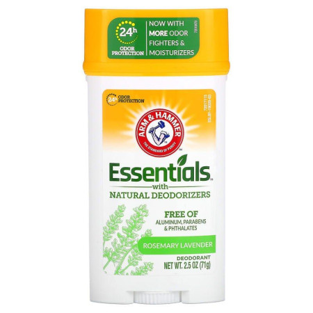 Дезодорант натуральний, Essentials with Natural Deodorizers, Arm & Hammer, аромат "розмарин та лаванда", 71 г