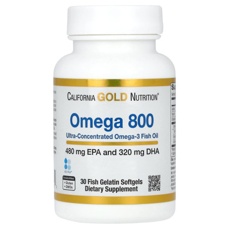 Омега 800 риб'ячий жир, Omega 800, California Gold Nutrition, 1000 мг, 30 гелевих капсул з рибного желатину