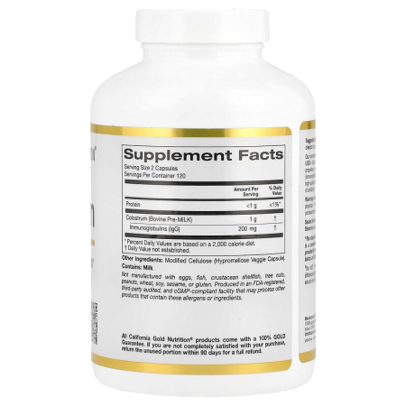 Молозиво з 20% імуноглобулінів IgG, Colostrum, California Gold Nutrition, 240 рослинних капсул