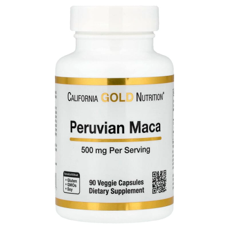 Мака перуанська, Peruvian Maca, California Gold Nutrition, 500 мг, 90 рослинних капсул