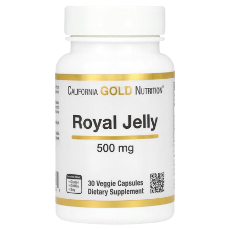 Маточне молочко, Royal Jelly, California Gold Nutrition, 500 мг, 30 рослинних капсул