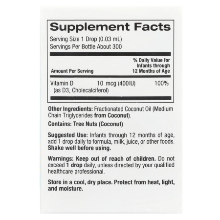 Витамин D3 для детей, Baby Vitamin D3,  California Gold Nutrition, 10 мкг (400 МЕ), капли, 10 мл