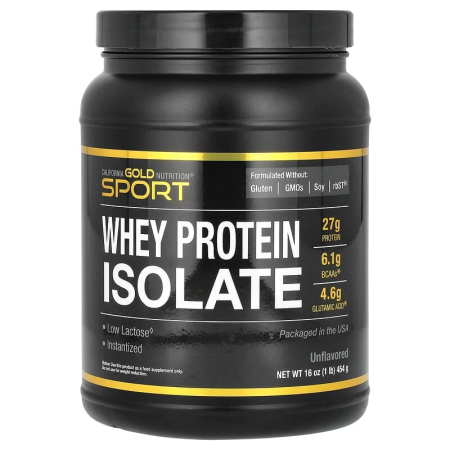 Ізолят сироваткового протеїну, Sport, Whey Protein Isolate, California Gold Nutrition, без смаку, 454 г