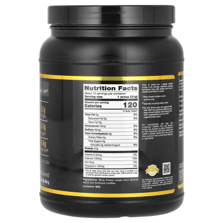 Ізолят сироваткового протеїну, Sport, Whey Protein Isolate, California Gold Nutrition, без смаку, 454 г