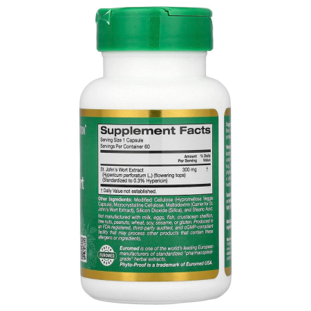 Зверобой, экстракт, EuroHerbs, St. John's Wort, California Gold Nutrition, 300 мг, 60 растительных капсул