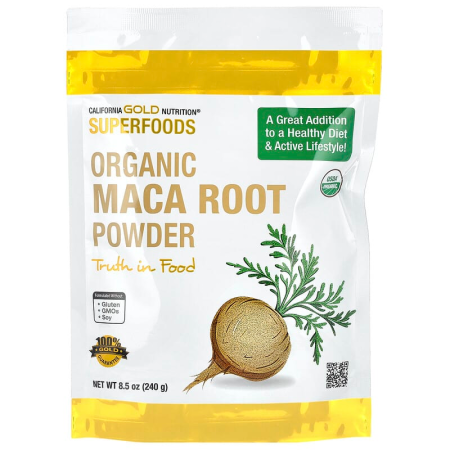 Мака перуанська, корінь, Maca Root, California Gold Nutrition, сертифікований органічний порошок, 240 г