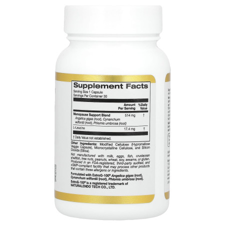 Поддержка при менопаузе, Menopause Support, California Gold Nutrition, 30 вегетарианских капсул