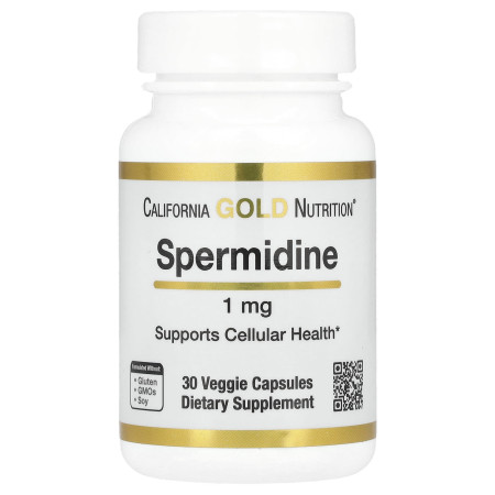 Спермідін, Spermidine, California Gold Nutrition, екстракт зародків рису, 1 мг, 30 рослинних капсул