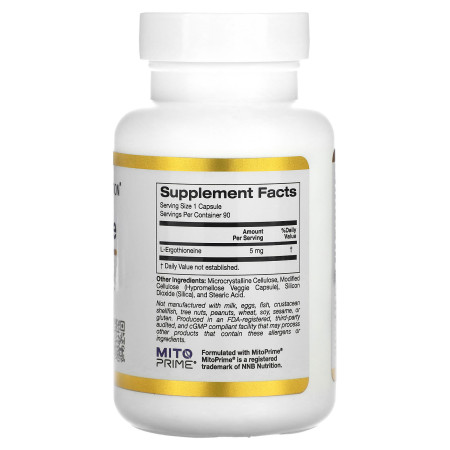 Эрготионеин, Ergothioneine, California Gold Nutrition, 5 мг, 90 растительных капсул