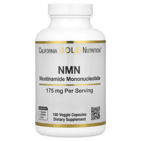 Нікотинамід мононуклеотид, NMN, California Gold Nutrition, 175 мг, 180 вегетаріанських капсул