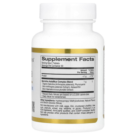Спирулина, Spirulina AstaBlue Complex, California Gold Nutrition, органик, комплексная смесь, 60 таблеток
