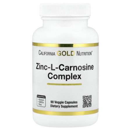 Цинк-L-Карнозин, комплекс, Zinc-L-Carnosine Complex, California Gold Nutrition, 90 рослинних капсул