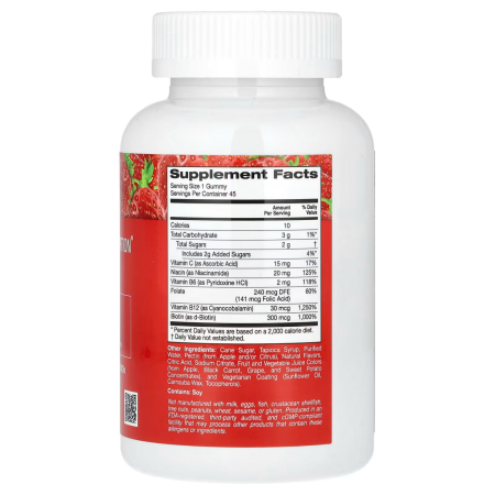 B-комплекс, B Complex Gummies, California Gold Nutrition, с клубничным вкусом, 45 жевательных конфет