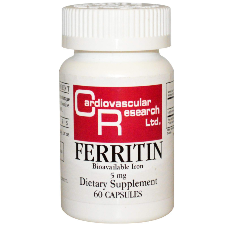 Ферритин, Ferritin, Cardiovascular Research Ltd., залізо 5 мг, 60 капсул