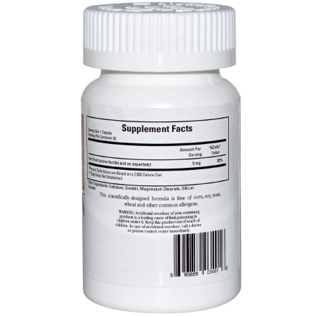 Ферритин, Ferritin, Cardiovascular Research Ltd., залізо 5 мг, 60 капсул