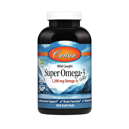 Омега-3, риб'ячий жир, Super Omega-3 Gems, Carlson, 1200 мг, 300 капсул