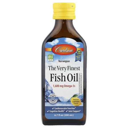 Риб'ячий жир, Fish Oil, Carlson, норвезький, лимон, 1600 мг, 200 мл