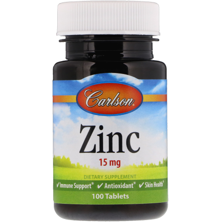 Цинк, Zinc, Carlson Labs, 15 мг, 100 таблеток