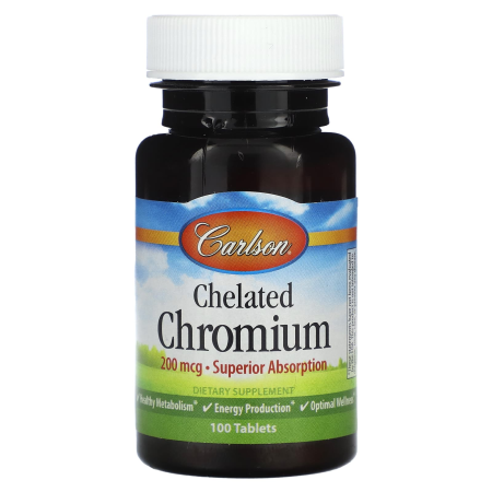 Хром хелат, Chelated Chromium, Carlson Labs, 200 мкг, 100 таблеток