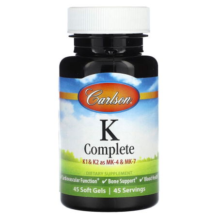 Вітамін К, повна формула, K-Complete, Carlson Labs, 45 гелевих капсул