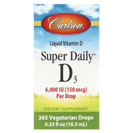 Вітамін D3, Vitamin D3, Carlson Labs, 6,000 МО, краплі, 10,3 мл
