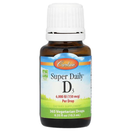 Витамин D3, Vitamin D3, Carlson Labs, 6,000 МЕ, капли, 10,3 мл