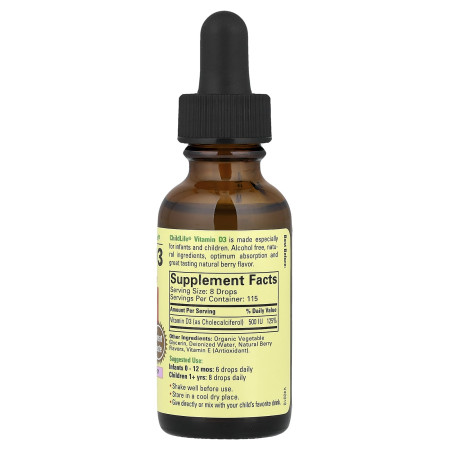Вітамін D3 для дітей, Vitamin D3, ChildLife Essentials, ягідний смак, 30 мл
