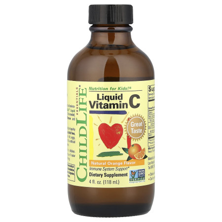Вітамін С, Vitamin C, ChildLife Essentials, рідкий, смак апельсина, 118 мл