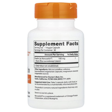 Фізетин, Fisetin, Doctor's Best, 100 мг, 30 вегетеріанських капсул