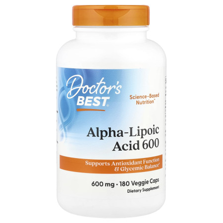 Альфа-ліпоєва кислота, Alpha-Lipoic Acid, Doctor's Best, 600 мг, 180 веганських капсул
