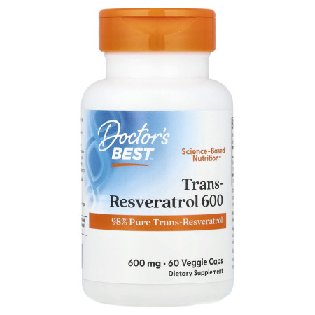 Ресвератрол, Trans-Resveratrol, Doctor's Best, 600 мг, 60 вегетарианских капсул