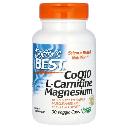 Коэнзим Q10, L-карнитин и магний, CoQ10 L-Carnitine Magnesium, Doctor's Best, 90 капсул