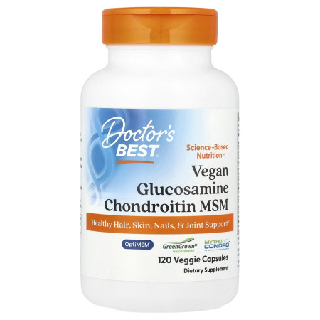 Глюкозамін, хондроїтин МСМ, Glucosamine Chondroitin MSM, Doctor's Best, 120 веганських капсул