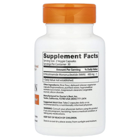 Нікотинамідмононуклеотид, NMN, Doctor's Best, 400 мг, 60 капсул з відстроченим вивільненням (200 мг у капсулі)