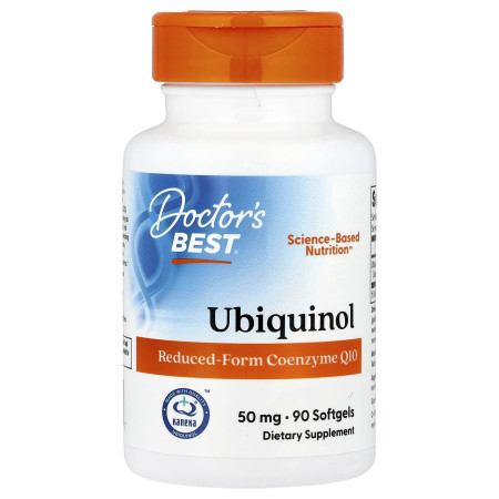 Коэнзим Q10, Убихинол, Ubiquinol, Doctor's Best, с Kaneka QH, 50 мг, 90 гелевых капсул