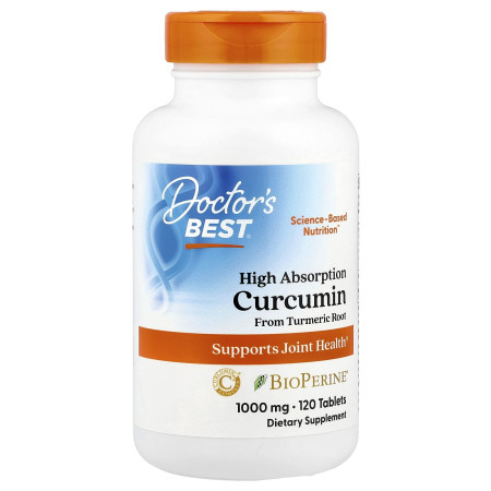 Куркумін, High Absorption Curcumin, Doctor's Best, високої засвоюваності, 1000 мг, 120 веганських таблеток