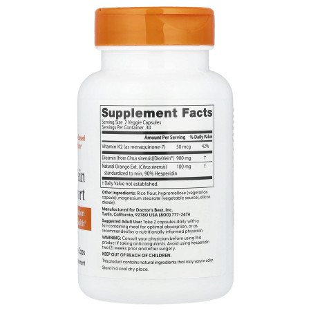 Від варикозу, Vein Support, Doctor's Best, 60 капсул