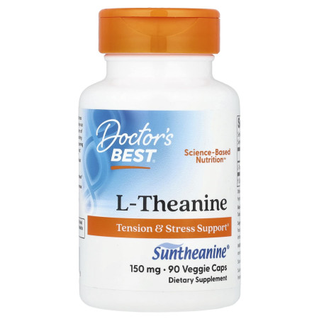 Теанин, L-Theanine, Doctor's Best, 150 мг, 90 веганских капсул