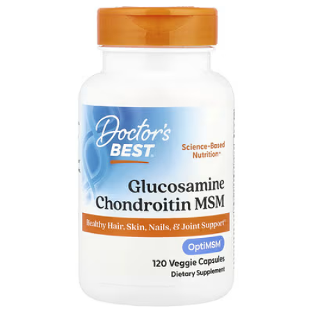 Глюкозамін хондроїтин з OptiMSM, Glucosamine Chondroitin MSM, Doctor's Best, 120 вегетаріанських капсул