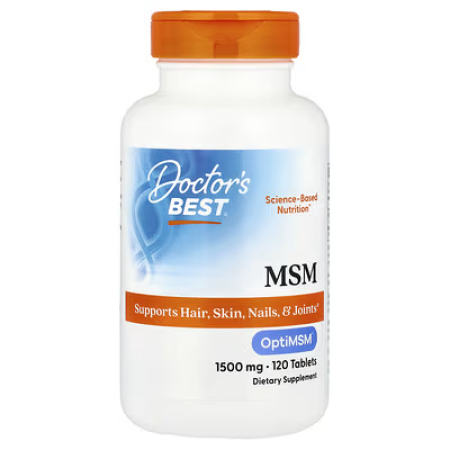 Метилсульфонилметан, МСМ, MSM with OptiMSM®, Doctor's Best, з OptiMSM®, 1500 мг, 120 веганських таблеток