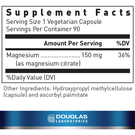 Магній цитрат, Magnesium Citrate, Douglas Laboratories, підтримує ензматичну активність, м'язи та нерви, 90 капсул