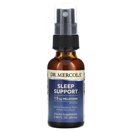 Поліпшення сну з мелатоніном, Sleep Support with Melatonin, Dr. Mercola, Малина, 25 мл
