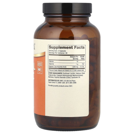 Витамин С липосомальный, Liposomal Vitamin C, Dr. Mercola, 1000 мг, 180 капсул (500 мг на капсулу)
