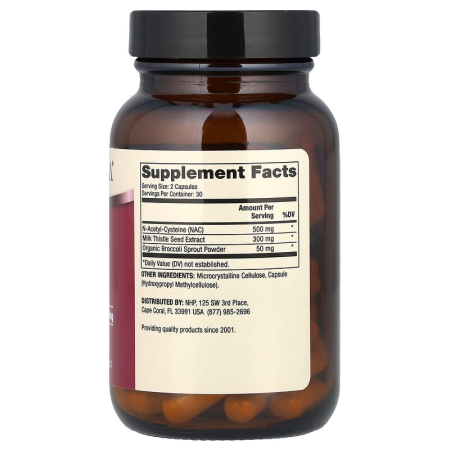 N-ацетилцистеїн з розторопшою, NAC with Milk Thistle, Dr. Mercola, 500 мг, 60 капсул