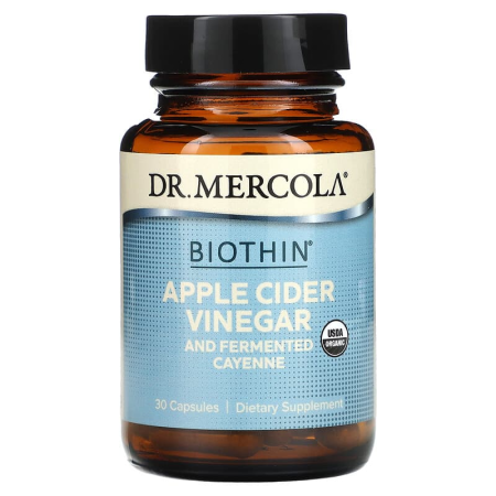 Яблучний оцет і кайенський перець, Apple Cider Vinegar Cayenne, Dr. Mercola, ферментований, 30 таблеток
