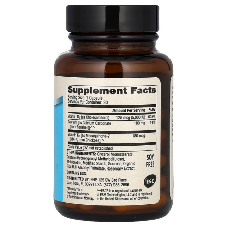 Кальцій з вітамінами D3 і К2, Calcium with Vitamins D3 & K2, Dr. Mercola, 30 капсул
