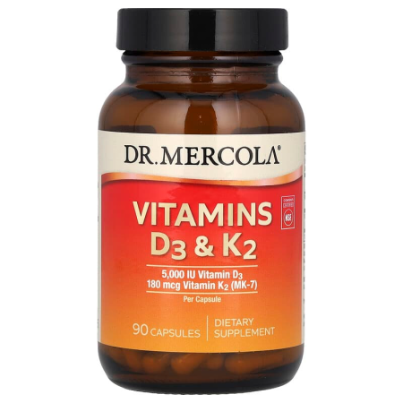 Вітаміни D3 и К2, Vitamins D3 & K2, Dr. Mercola, 5,000 МО, 90 капсул