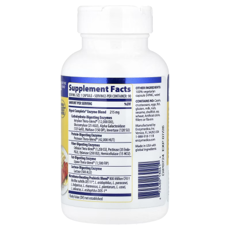 Ферменты и пробиотики, Digest + Probiotics, Enzymedica, 90 капсул