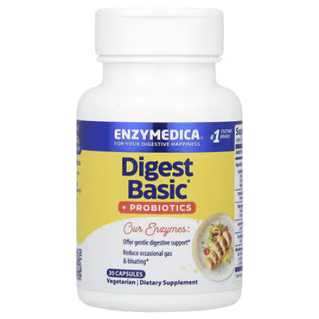 Ферменти і пробіотики, Digest Basic + Probiotics, Enzymedica, 30 капсул